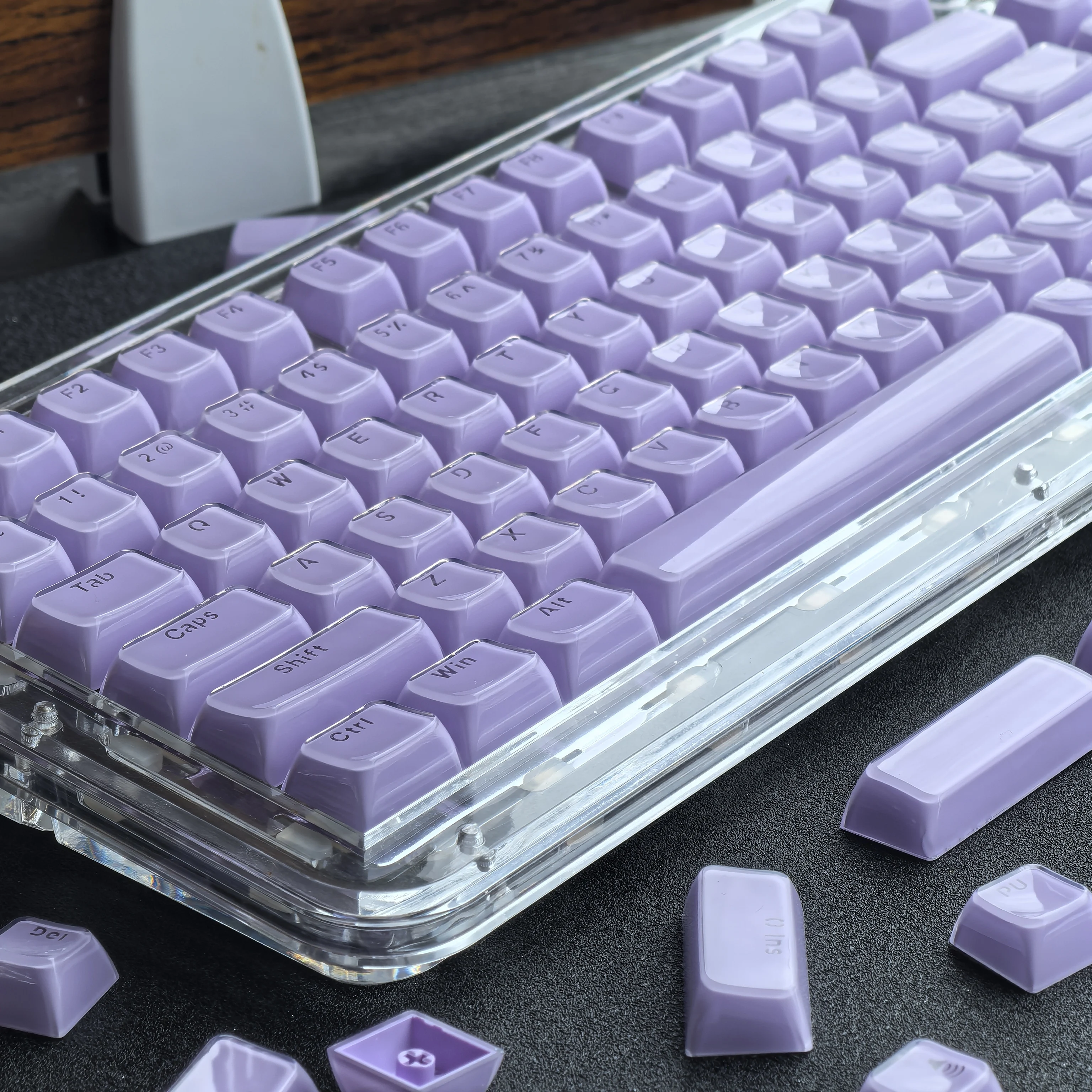 Capuchons de touches violet clair, gelée gravée en cristal, 135 caractères, Pc Transparent, Oem 2.25/2.75U, barre spatiale Alice Iso