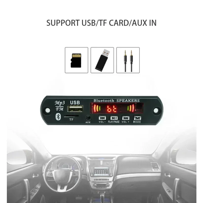 Stejnosměrný 12V auto TF karta varianta 2x15w zesilovač MP3 dekódování modul Bluetooth 5.0 hudba reproduktor USB FM vzdálený energie dekodér deska