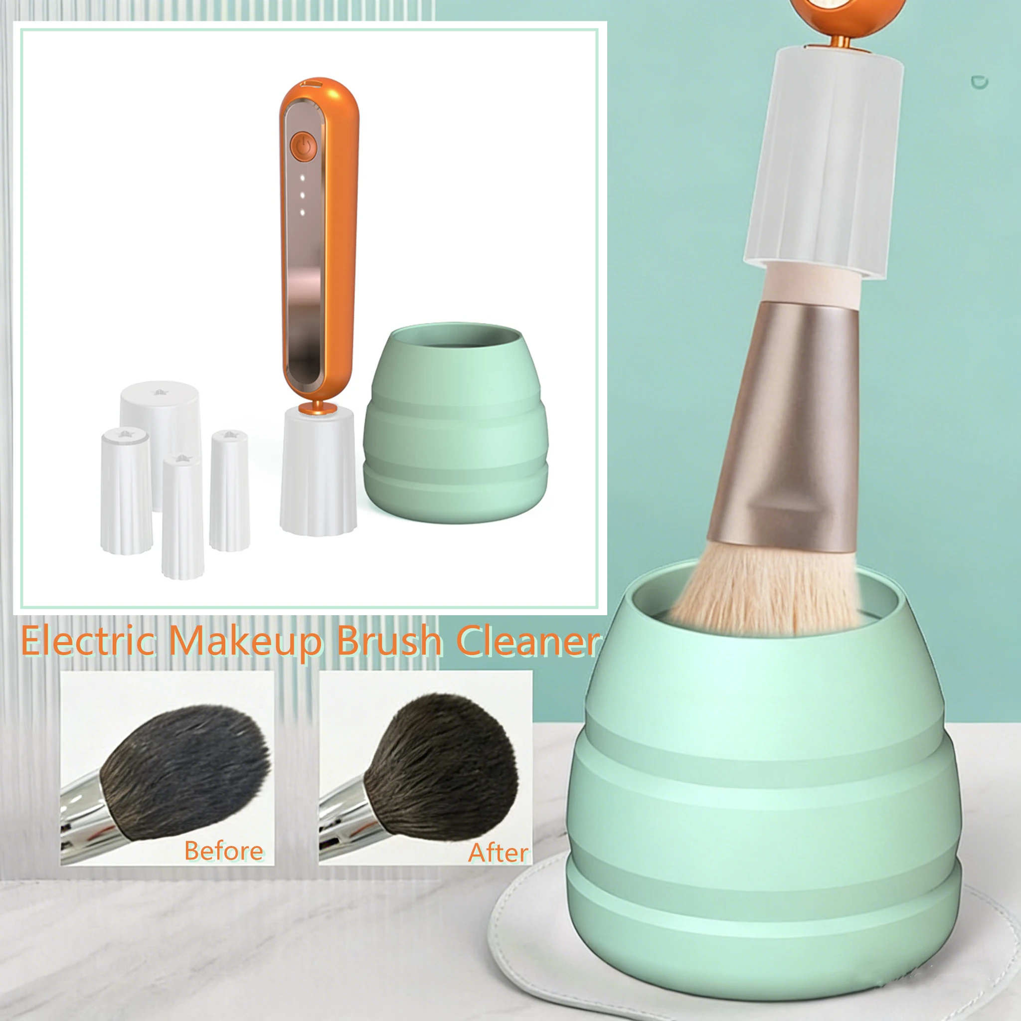 New 2 in 1 USB Rechargeable Makeup Brush Cleaner & Eyelash Glue Shaker, Automatic Washing Drying Beauty Tool