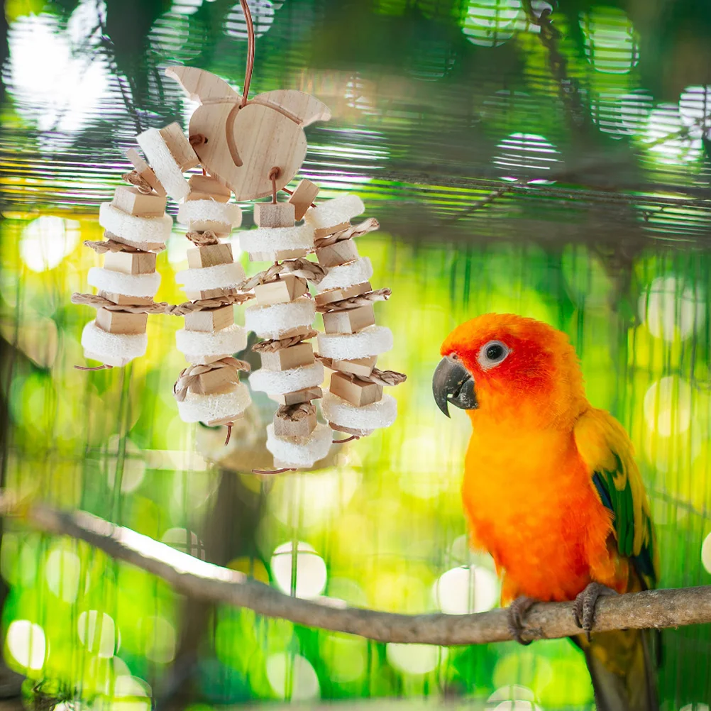 Juguete de madera para pájaros, juguete de cuerda para morder loros, juguete para mascotas, juguete para rechinar dientes de pájaro, juguete para morder pájaros, juguete para masticar mascotas