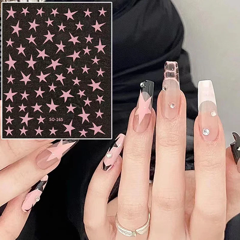 3D Y2K gwiazda naklejka artystyczna do paznokci samoprzylepny Pentagram gwiazdy projekt paznokci dla kobiet dziewczynki Manicure dekoracje DIY Salon