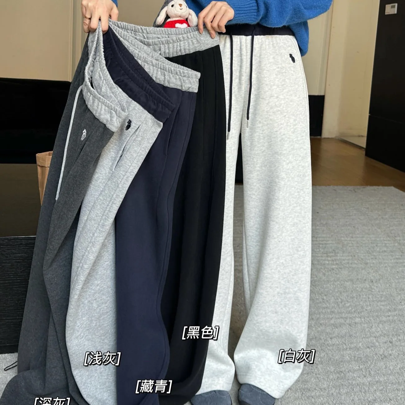 

Плюшевые повседневные брюки для детей, новинка 2025 года, зимние спортивные штаны из двух частей с высокой талией и прямыми штанинами на шнурке