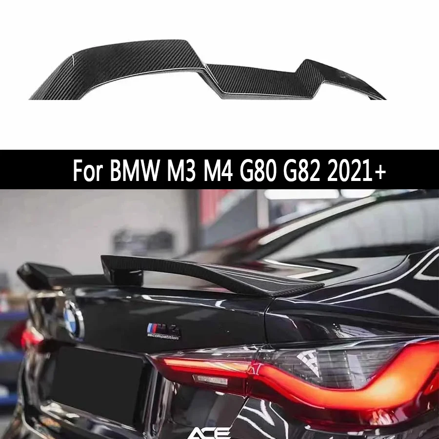 

For BMW M3 M4 G80 G82 Carbon Fiber Tail fins Rear Spoiler Duckbill Car Wing Retrofit the rear wing Upgrade body kit