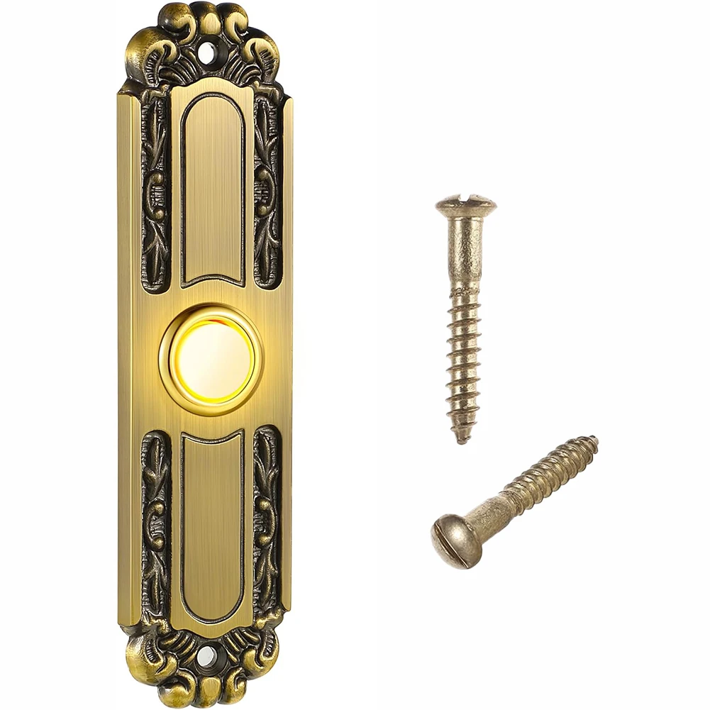 Easy Installation LED Doorbell Button Antique Bronze Doorbell 24-hour Visibility LED Light Solid Metal Material