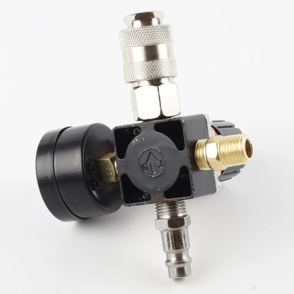 Four Hole Square Air Pressure Regulator with Iron Strap Mount and European Three in Fitting for Reliable PSI Adjustment