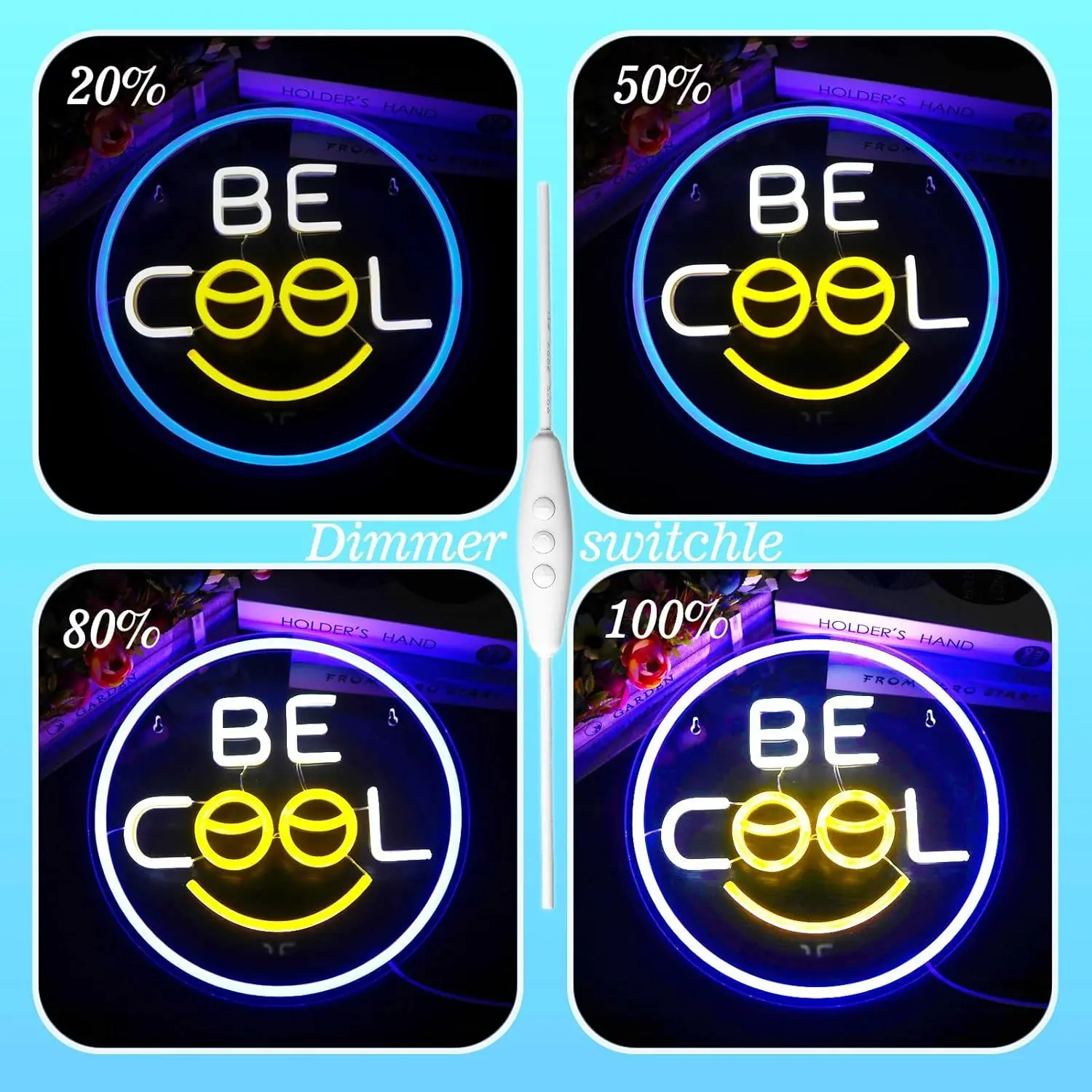 Be Cool LED Neon Light - USB Powered, With Dimmer, Adjustable Brightness, Perfect for Game Rooms, Lounges, Modern Decor