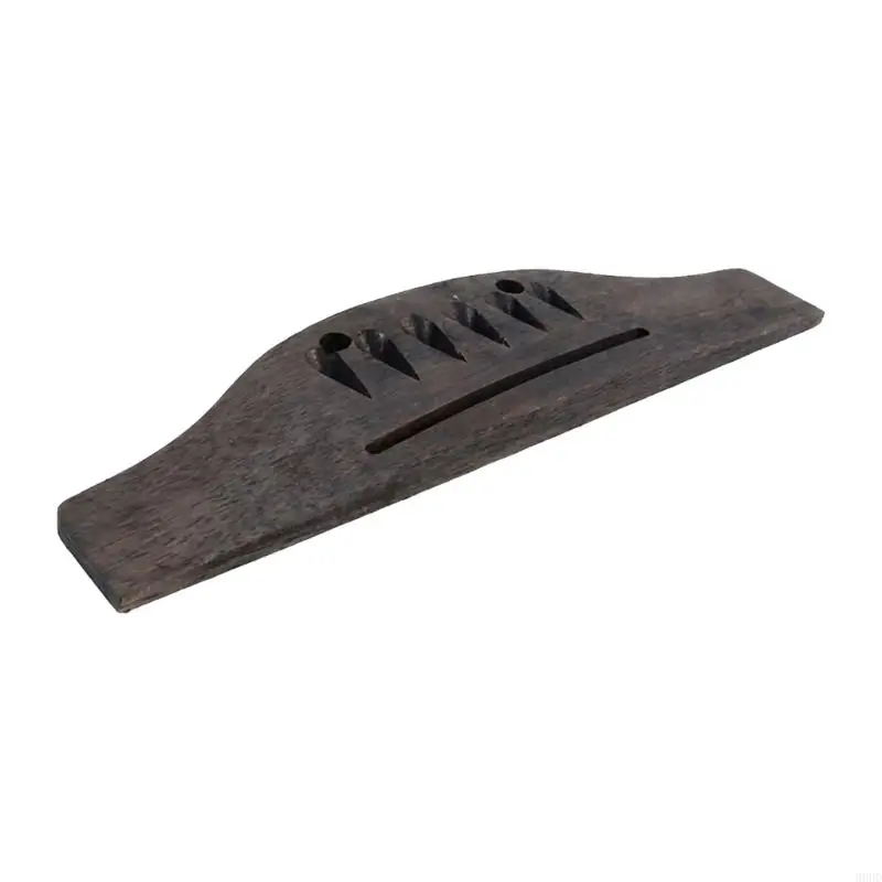 6 String Guitar Bridge Replacement with Drop Shaped String Holes, Ebony Bridge Part, Long Bridge Slot for Repair and 69HD