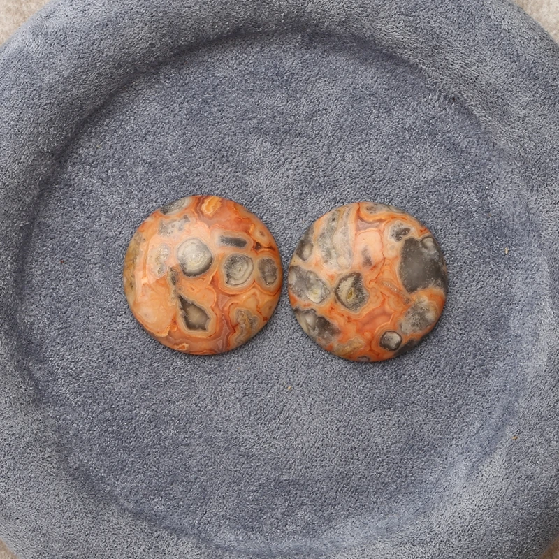 

2PCS Orange Eye Agate round Beads Marbled Eye Pattern Gemstone Jewelry Components for Crafting 26x5mm-11g