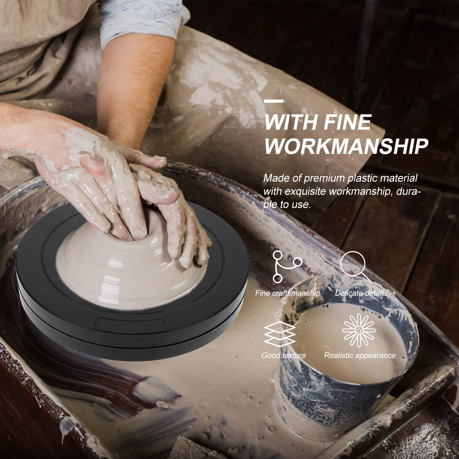 

Clay Turntable Premium Plastic 360 Degree Rotating Swivel For Pottery Ceramic Modeling Cake Decorating Anti-Slip Surface