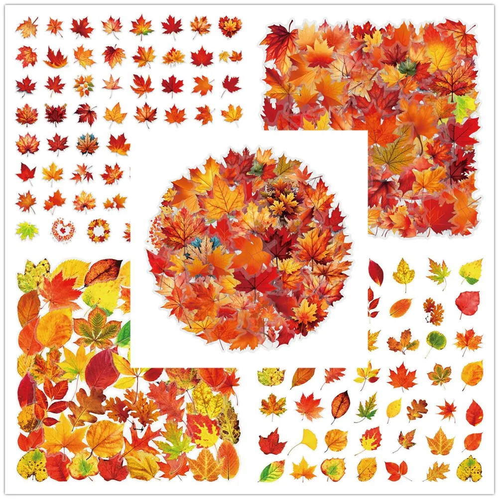 

110 шт., наклейки с падающим листом и кленовым листом, прозрачные ПЭТ, водонепроницаемые, сделай сам, материал для справочника, декоративные наклейки для мобильного ноутбука
