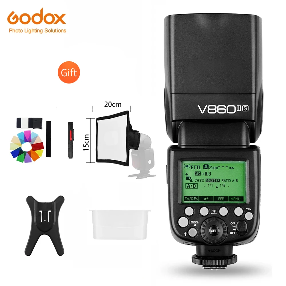 

Godox Ving V860II V860II-C/N/S/F/O TTL HSS 1/8000 Speedlite Flash for Canon Nikon Sony Fuji Olympus DSLR With VB-18 Battery