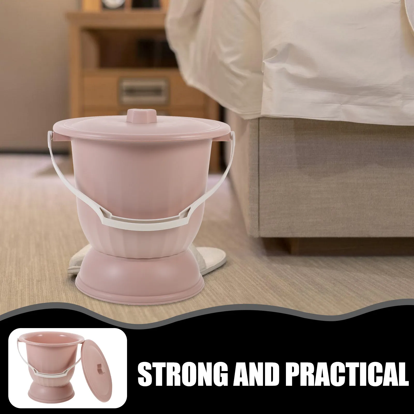 Portable Chamber Pot Spittoon Urine Bucket Plastic Bedpan Urinal Toilet with Lid for Elderly Pregnant Disabled Home Car Travel