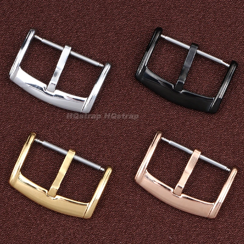 316L Stainless Steel Pin Buckle 18mm 20mm Watch Straps Metal Solid Clasp Polished Universal Replacement Button Accessories