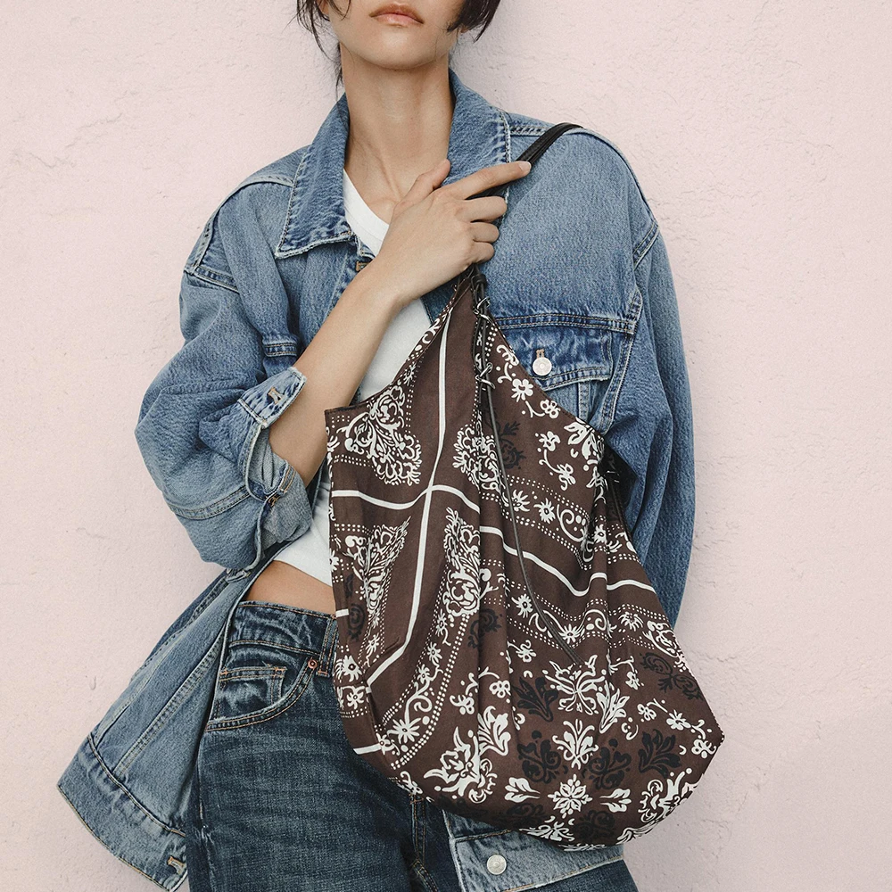 

Сумки-бродяги большой емкости, сумки на плечо с банданой и принтом, мягкие сумки-тоут с узором пейсли для женщин, дизайнерская сумка, женские кошельки