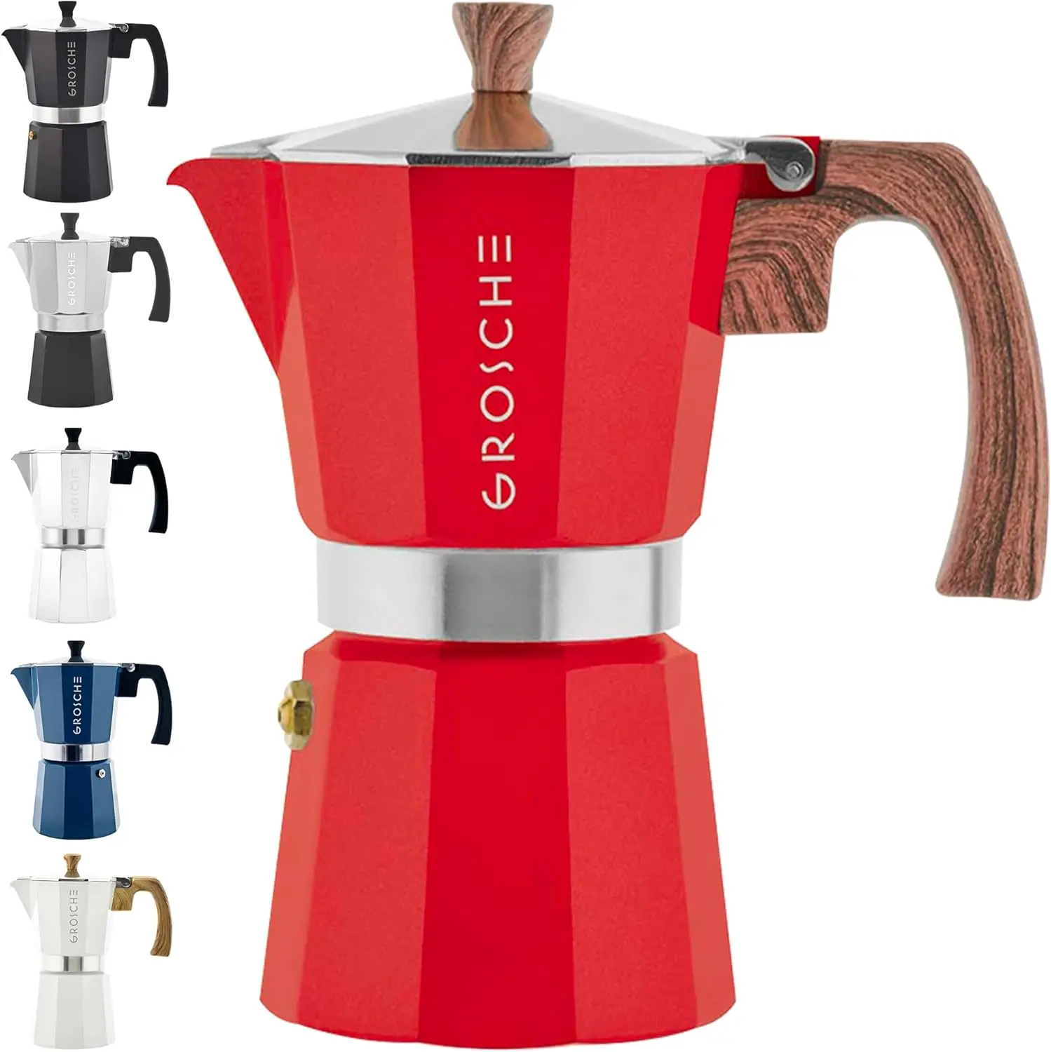 

9 Cup Stovetop Espresso Maker Moka Pot 15.2 oz Red