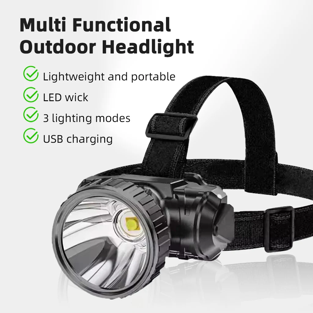 LED Strong Light Five Headed Outdoor Waterproof Fishing Light USB Rechargeable Ultra Bright Head Mounted Flashlight