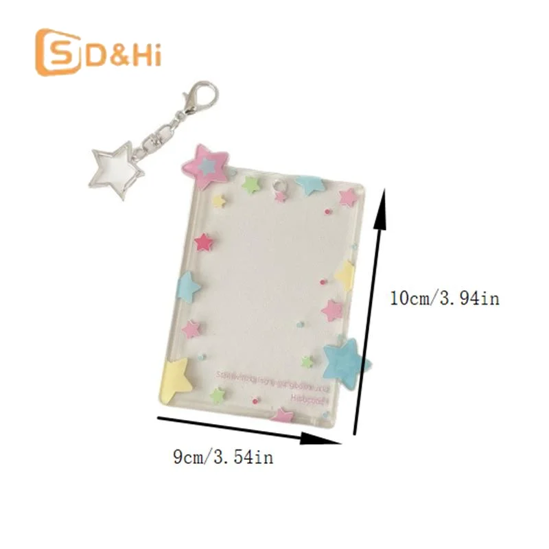 귀여운 컬러풀 스타 포토카드 홀더 3인치 카드 홀더 아이돌 사진 보관 카드 디스플레이 보호 펜던트 카드 정리함 선물