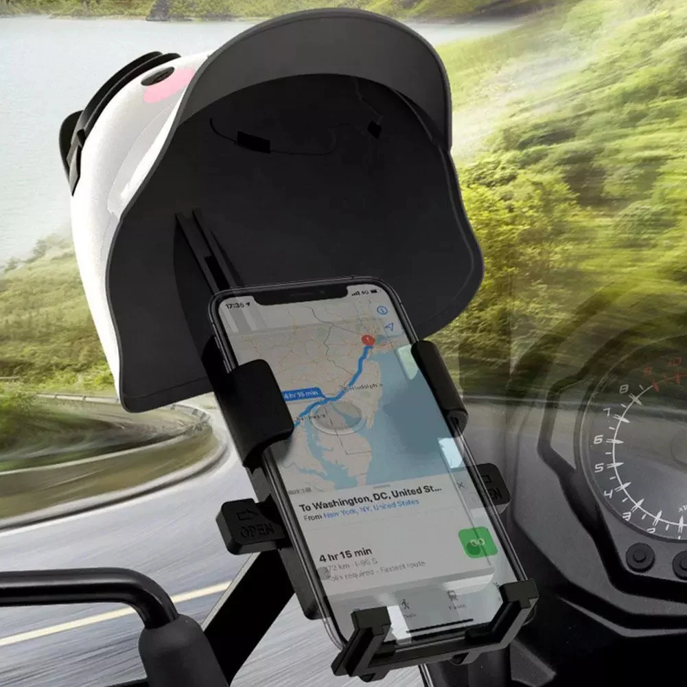 Cartoon Small Helmet Rider Motorcycle Electric Bike Bicycle Mobile Phone Holder Waterproof Sunshade Fixed Frame