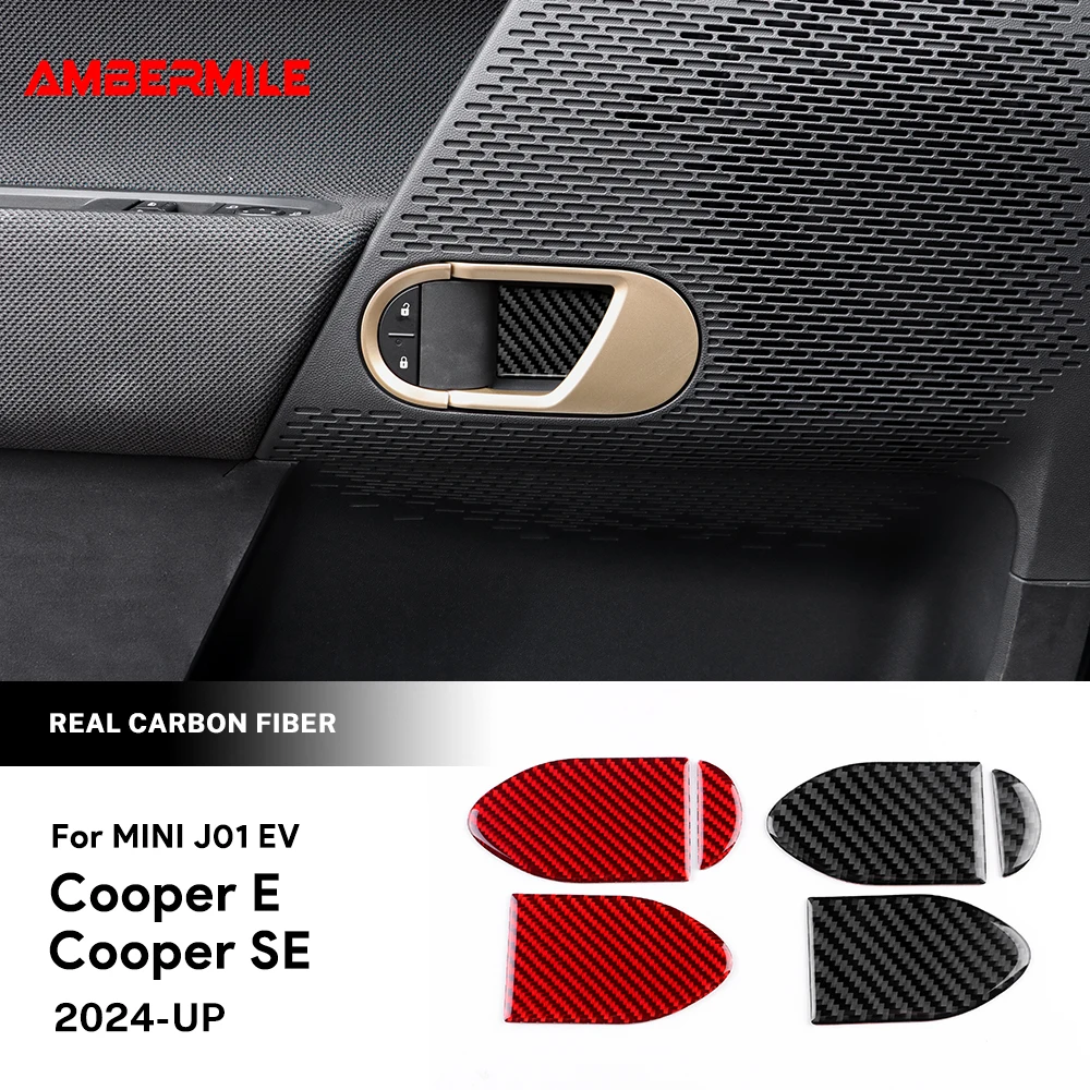 

Car Door Bowl Panel for Mini Cooper Electric EV J01 E SE 2024 2025 Accessories Real Soft Carbon Fiber Sticker Trim Decal 3pcs