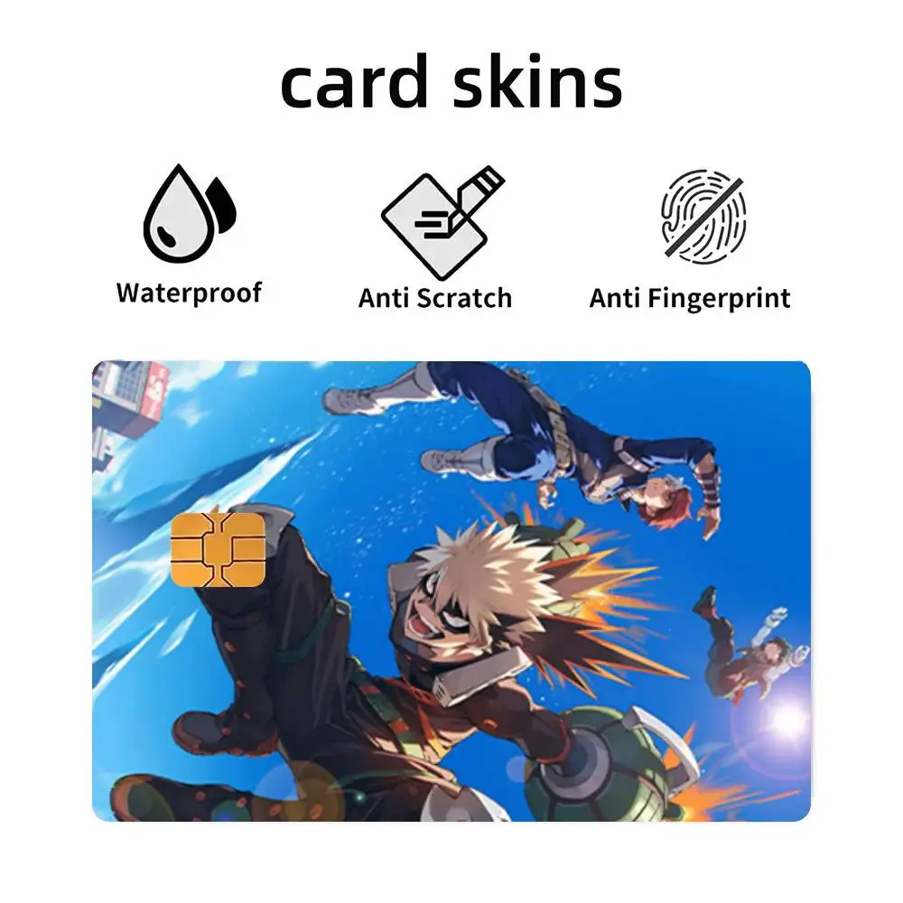 Anime B-Bakugo Katsuki 4pcs 1Set Funny Shell On Off Ultra Thin No Fade Sticker Skin Cover Film For Debit Credit Card