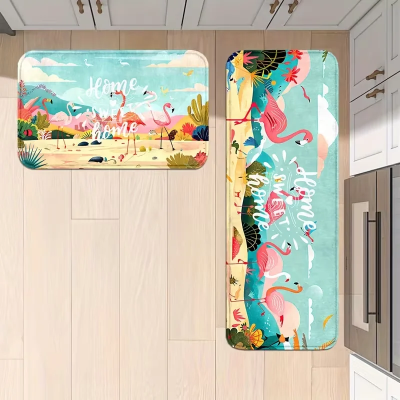 Flamingos Küchenmatten, bequeme stehende Läuferteppiche, Teppiche für Zuhause, Büro, Waschbecken, Waschküche, Badezimmer, Heimdekoration