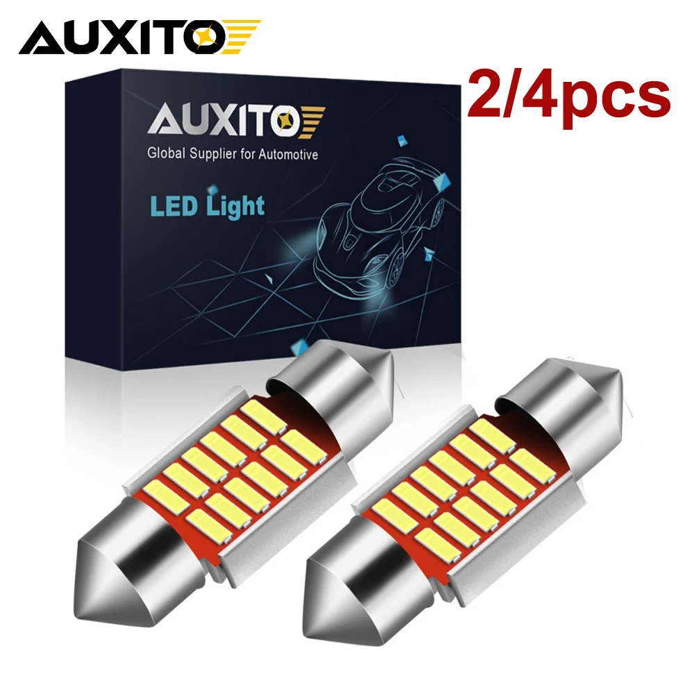 2/4Pcs AUXITO C10W C5S LED Canbus Festoon 31mm 36mm LED Bulb12V Car Interior Dome Reading Lights License Plate Lamp 6000K White
