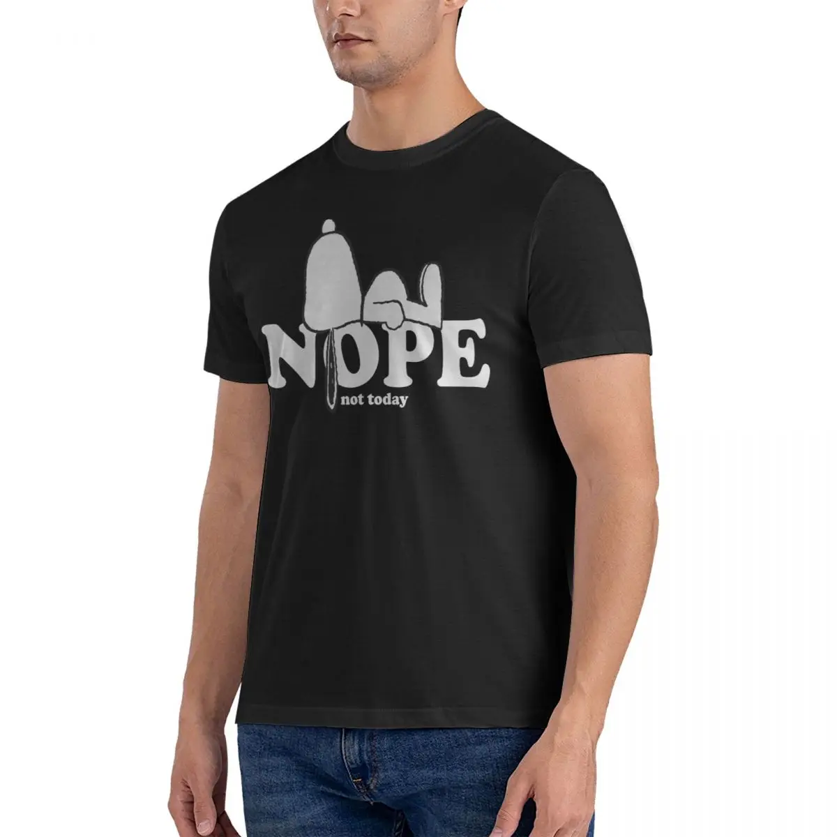 Men T-Shirt Nope Casual Pure Cotton Tees Short Sleeve Snoopy T Shirt Crew Neck Clothes Gift Idea