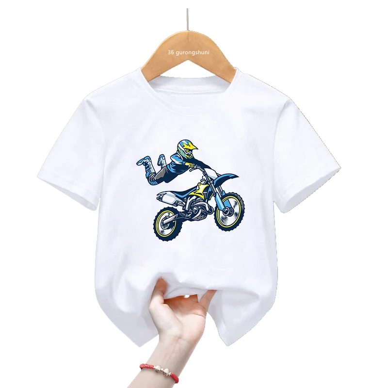 Angel Motorcycle Motocross Rider Printed T Shirt For Girls/Boys Funny Cool Children'S Clothing Summer Fashion T-Shirt