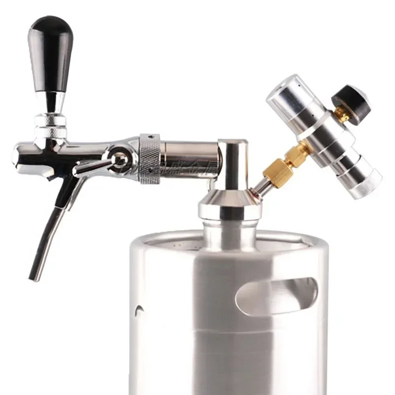 mini keg Pressurized Beer Keg System Stainless Steel Mini Growler Keg Adjustable Beer Tap Faucet Premium Charger Kit brewing