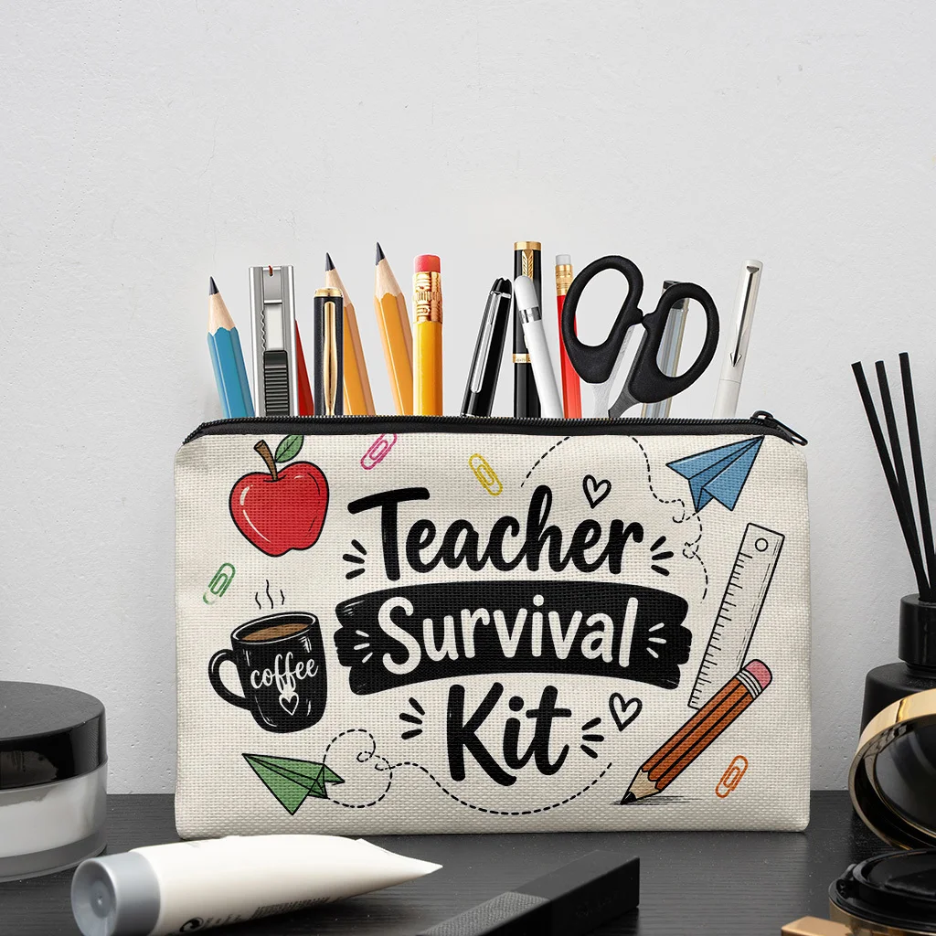 Pencil Case Teacher Survival Kit Pencil Case Foldable and Portable Makeup Bag Large Capacity Stationery Storage Bag Teacher Gift