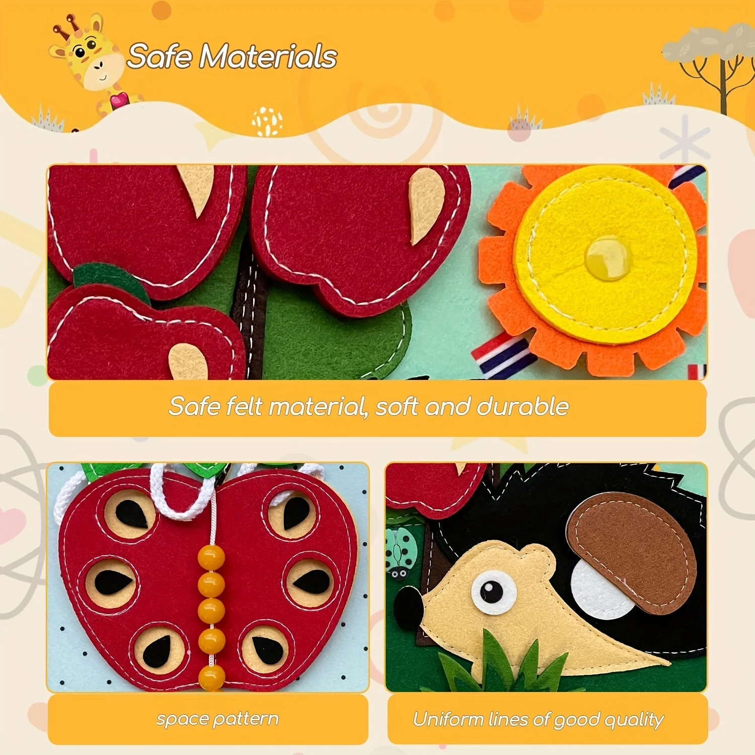 Książeczka sensoryczna 3D z filcu dla dzieci w wieku 1-3 lat, interaktywna książeczka z opowiadaniami o zwierzętach i naturze, edukacyjna zabawka do nauki w przedszkolu.