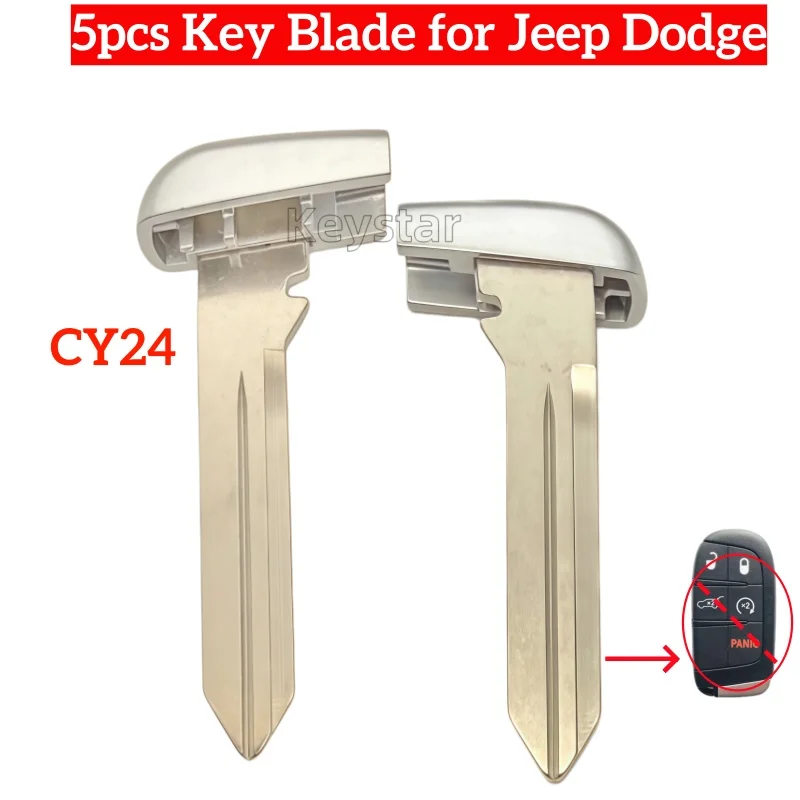 

5pcs CY24 Car Smart Key Blank Keyless Remote Key Blade Spare Emergency Door Key for Jeep Grand Cherokee Dodge RAM Chrysler 300