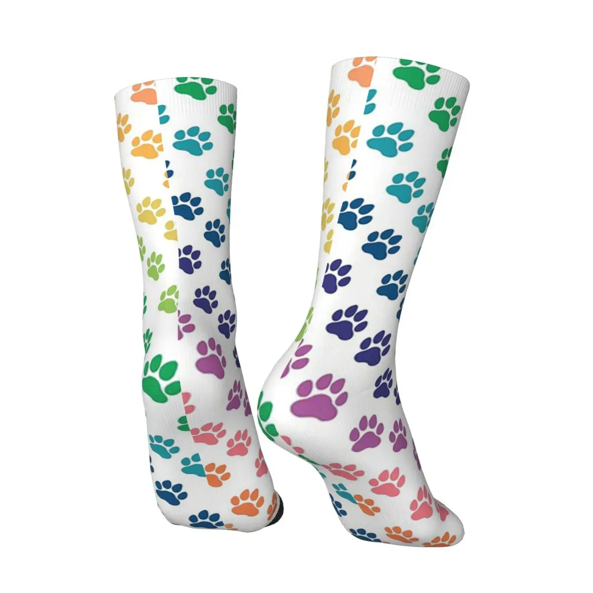 All Seasons Colorful Gradient Paw Pattern Socks Harajuku Crew Socks Super Soft Stockings for Men Women Valentine's Day Gifts