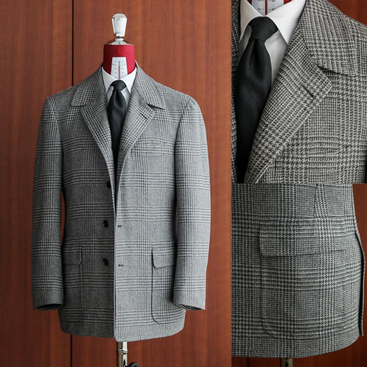 

Plaid Men's Wedding Suits Fashion Groom Wear Slim Fit Tuxedos Peaked Lapel Blazer Business Office Custom Made Only Coat