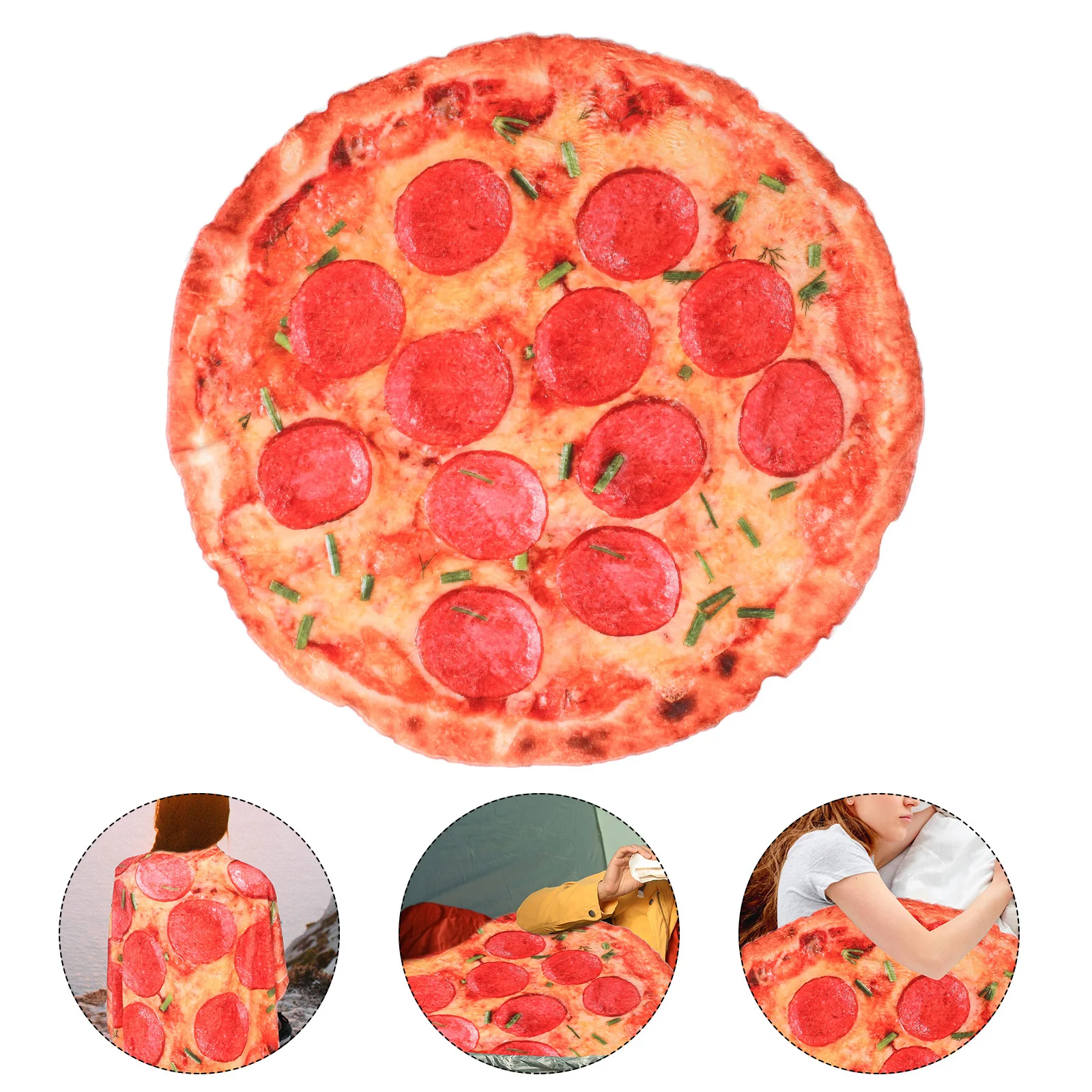 

Funny Pizza Blanket Soft Fabric Novelty Throw Blanket for Picnics Home Use Comfortable Cozy Multifunctional Design