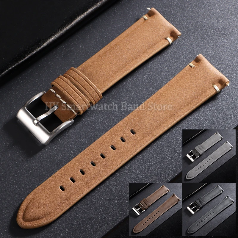 Винтажный матовый кожаный ремешок для часов 20 мм 22 мм для Rolex для Seiko, сменный браслет Omega, ремешок для часов с пряжкой