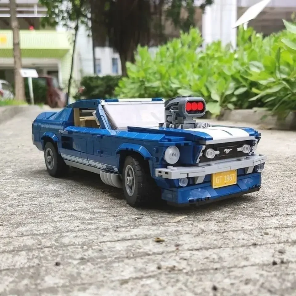 Técnico moc 10265 forded mustang muscle sports car bloco de construção modelo veículo corrida montar tijolos brinquedo presentes natal