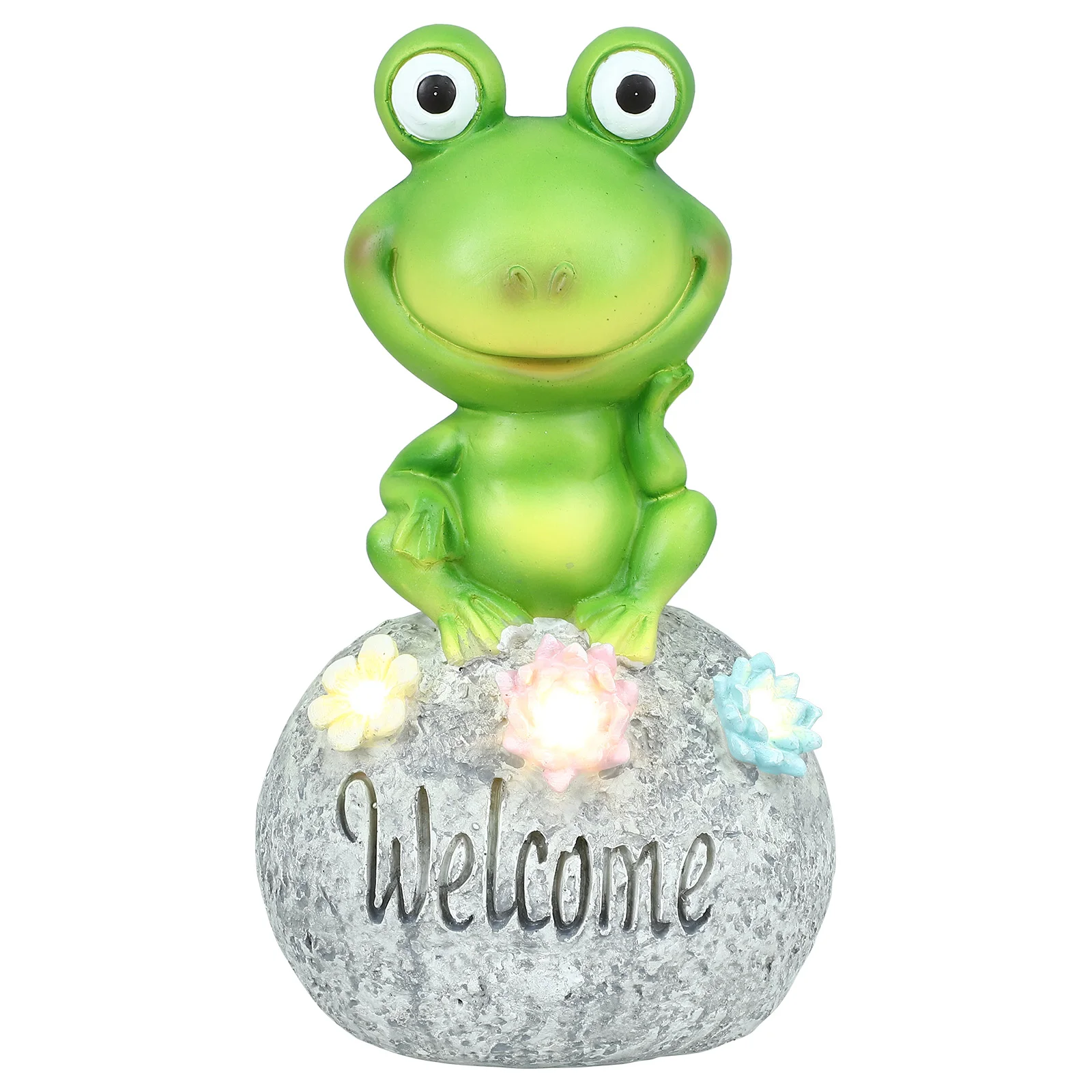 

Solar Lamp Frog Statue Decor Mini Resin Animal Figurine Yard Garden Ornaments Landscape Models Scene Realistic Home Office