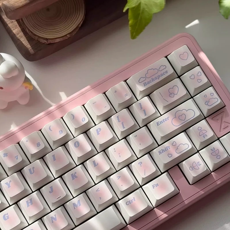 

Pink Blush Cloud Sublimation PBT Keycaps Custom 134keys Cherry Profile Keyboard Key Cap for Mechanical Keyboard Accessories Gift
