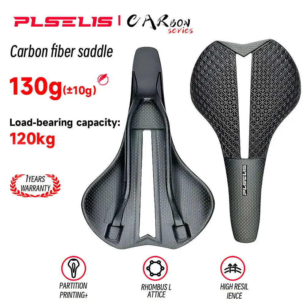

PLSELIS popular mountain bike carbon fiber 3D printed hollow out ultra lightweight breathable high-strength short nose saddle