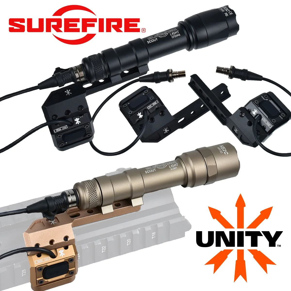 Lampe tactique Surefire M600C M300 pour armes à feu avec interrupteur à distance et support déporté UNITY, lampe de poche pour fusil AR15