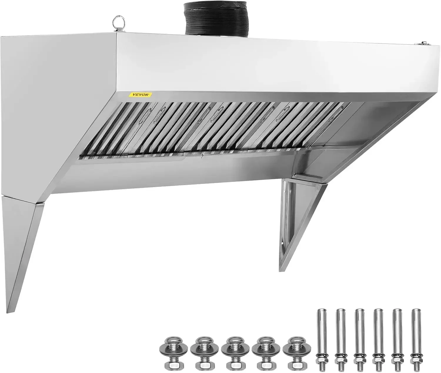

Commercial Exhaust Hood, 8FT Food Truck Hood Exhaust, 201 Stainless Steel Concession Trailer Hood with 4 Detachable