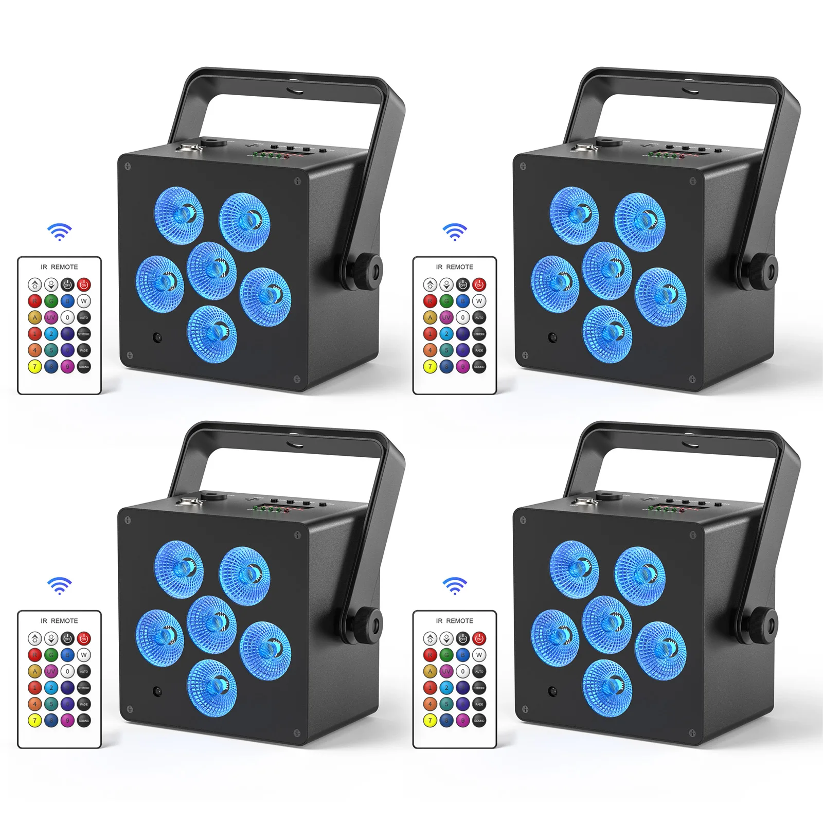 GEFENSI 4PCS 50W LED Highlight Par Light 6x6W 6 In 1 RGBWAUV Stage Light DMX512 Remote Control DJ Disco Party Stage Effect Lamp