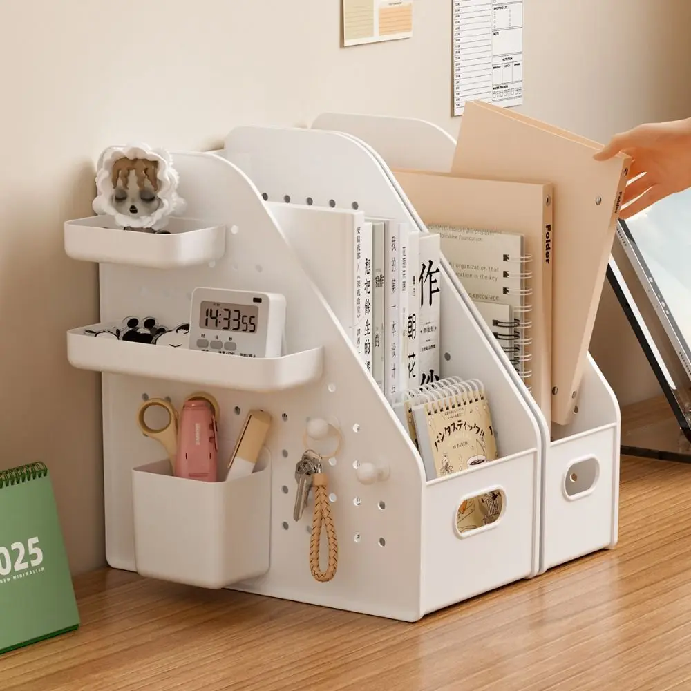 Pegboard Design Desktop File Storage Rack DIY Stable Perforated Board Storage Box with Pegboard Organizer File Organizer Holder