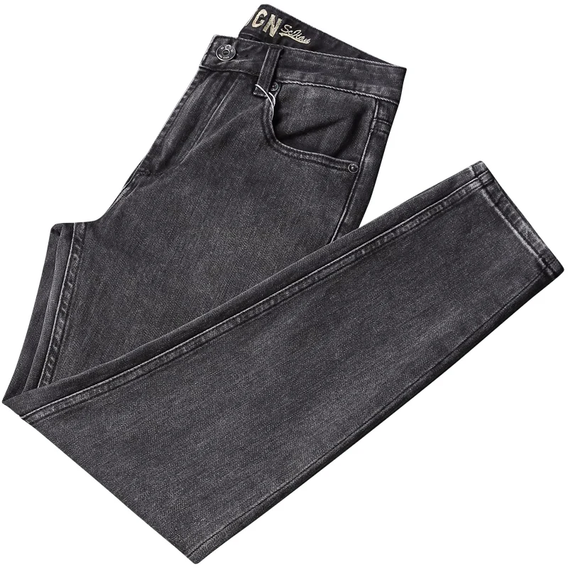 Street Fashion Men Jeans High Quality Retro Black Gray Elastic Slim Vintage Designer Jeans Men Korean Style Casual Denim Pants