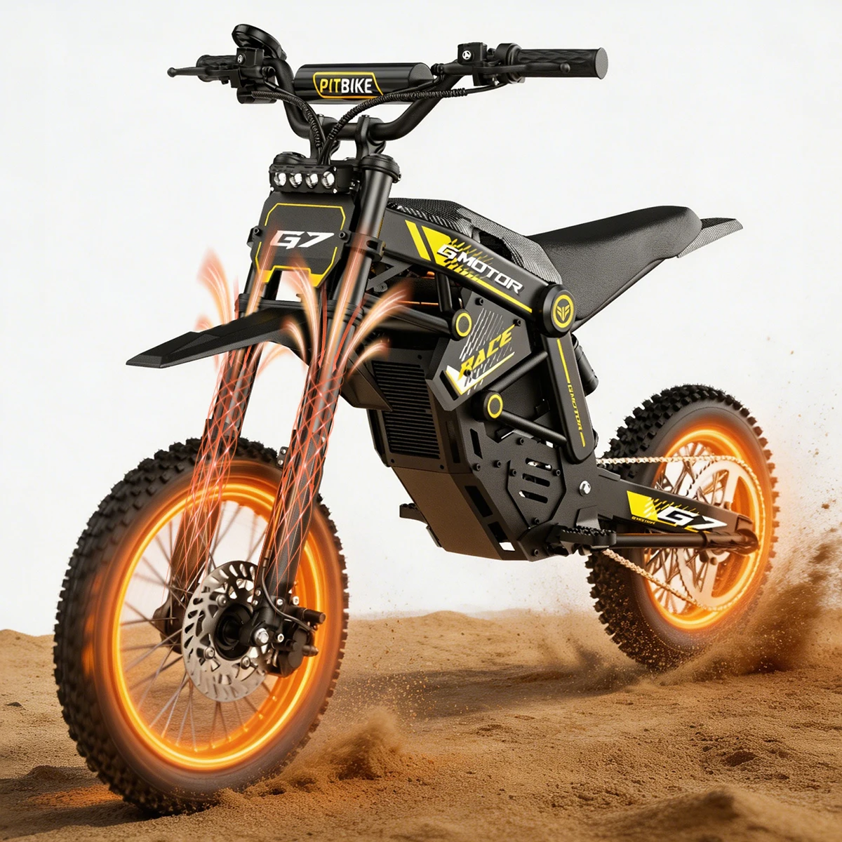 Uplee Electric Dirt Bike 4500W Peak&Up to 60 Miles 50MPH 48V 28.6Ah Battery E-Bike 14/12" Fat Tire Electric Motorcycle 3-Speed LED for Teens & Adults image 3