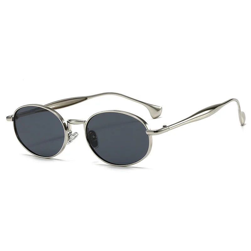 Metall-Sonnenbrille mit ovalen Gläsern, UV-Schutz, Retro-Sonnenbrille mit kleinem Rahmen, klassische Marken-Designer-Brille für Damen und Herren