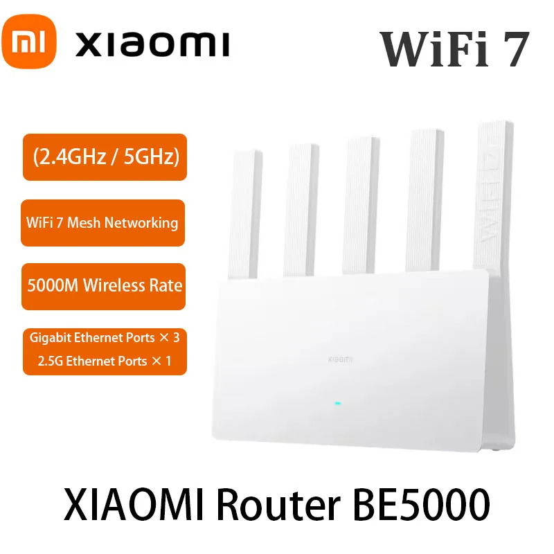 NEW Xiaomi Router BE5000 Wi-Fi 7 2.4/5GHz Dual-Frequency Mesh 2.5G High-Speed Network Port IPTV OFDMA Signal Amplifier Mi Home