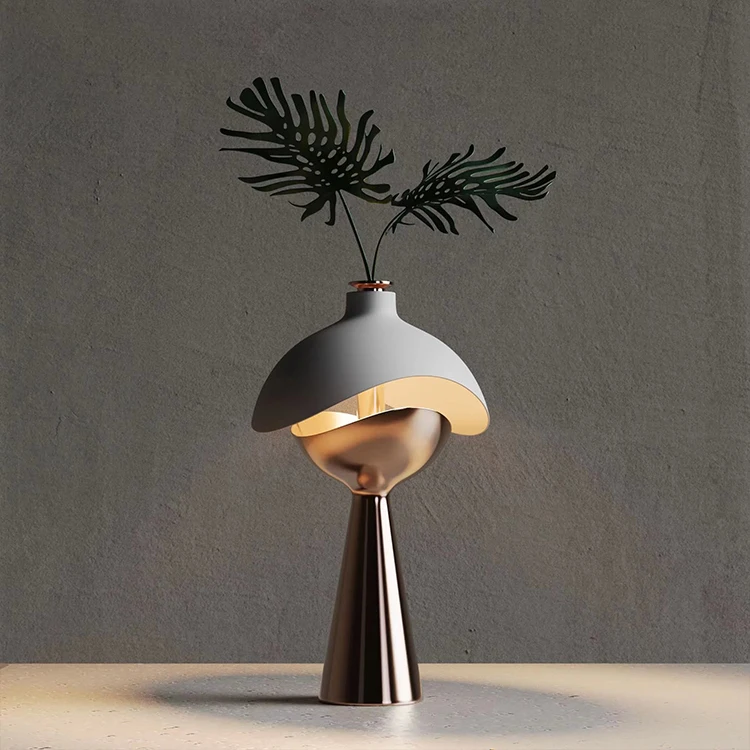 Modern fashion iron and copper bedside table lamp cordless portable, with eye protection function