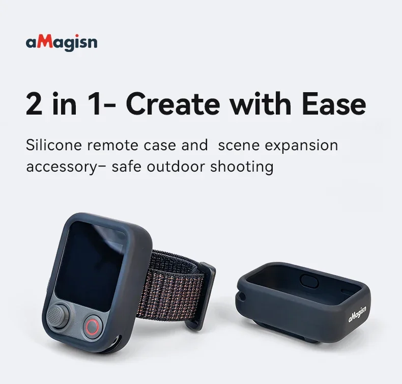 aMagisn Silicone Case for DJI Pocket 4P with Wrist Strap Mount for Osmo FrameTap Viewfinder Remote Control Protective Cover